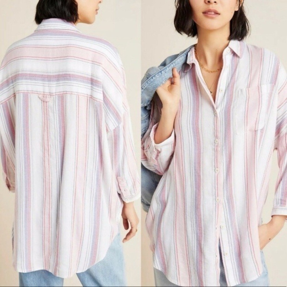 ANTHROPOLOGIE THE BO BOYFRIEND BUTTONDOWN BLOUSE